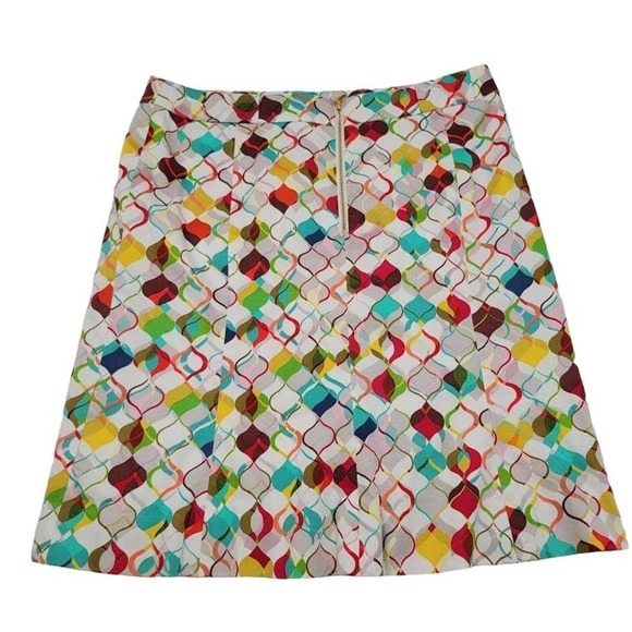 Etcetera Skirt Geo Retro Pattern‎ Fully Lined with Pockets Sz 8 - Picture 3 of 11